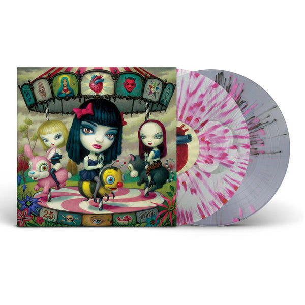 Clear Hearts Grey Flowers