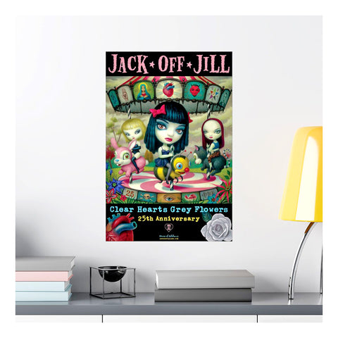 Clear Hearts Grey Flowers 25th Anniversary - Poster