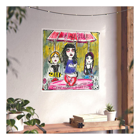 Clear Hears Grey Flowers - Sketch v2 - Poster