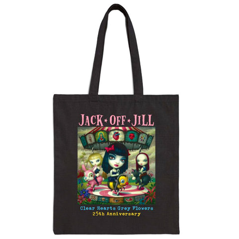 Jack Off Jill - Clear Heart Grey Flowers 25 Anniversary - Tote